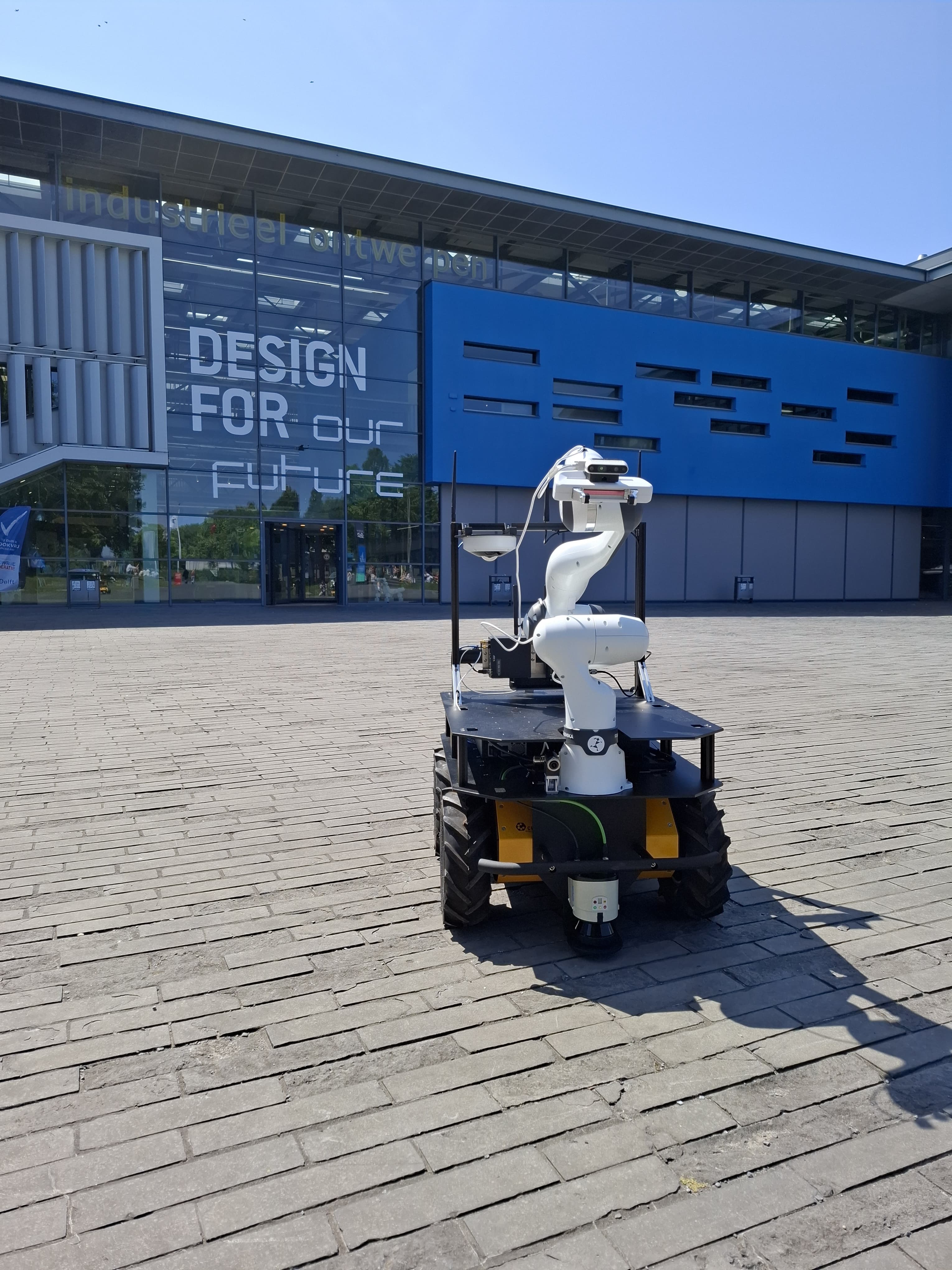A photo of the Husky mobile robot